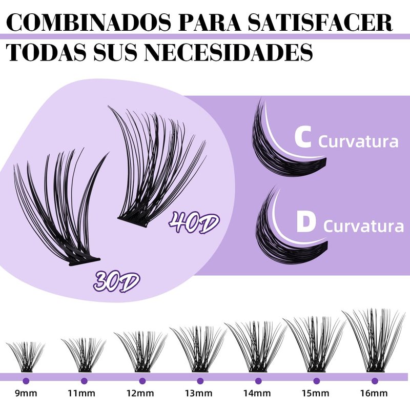 B&Q Lash Clusters Kit 280PCS Eyelash Clusters Kit,30D 40D D 9-16MIX Individual Lash Comfortable Eyelash Extension Set, Classic Look with Bond and Seal Waterproof, Remover DIY at Home(Set,30D+40D)