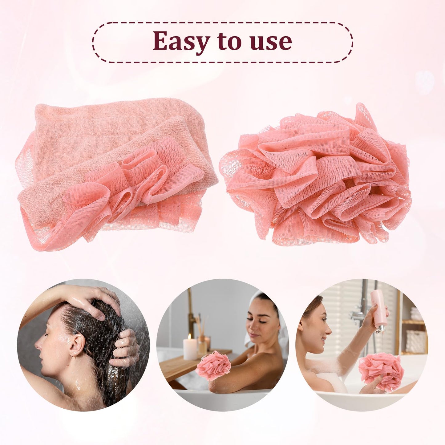 6 Pack Washcloth Loofah Combo, 2 in 1 Drawstring Loofah Sponge with Bar Soap Pocket Exfoliation Mesh Shower Puff Ball for Body Wash Cleansing and Smooth Skin (6 Colors, 6.7 x 6.7 Inch)