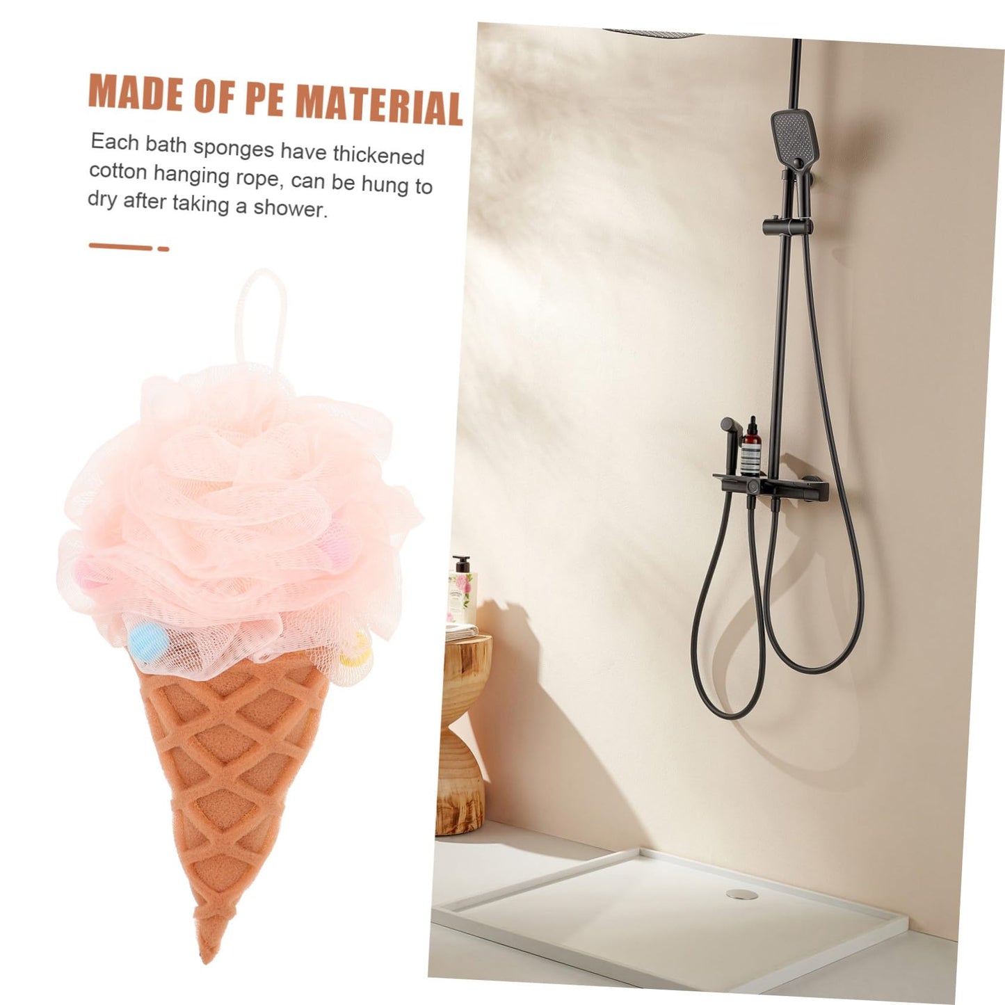 Beatifufu Bath Ball 3-Pack Shower Sponge Set Soft Pe Mesh Body Scrubber with Thick Hanging Rope for Gentle Exfoliating and Deep Skin Cleansing Suitable for Adults and Kids