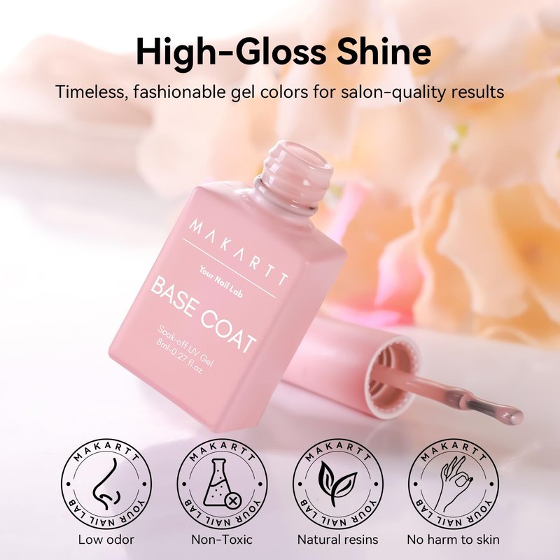 Makartt Rubber Base Gel Polish: Natural Nude Fall Winter 8ML Soak Off UV LED Foundation Gel for Salon DIY Nail Art Designs Home(Sun-Kissed Sands)