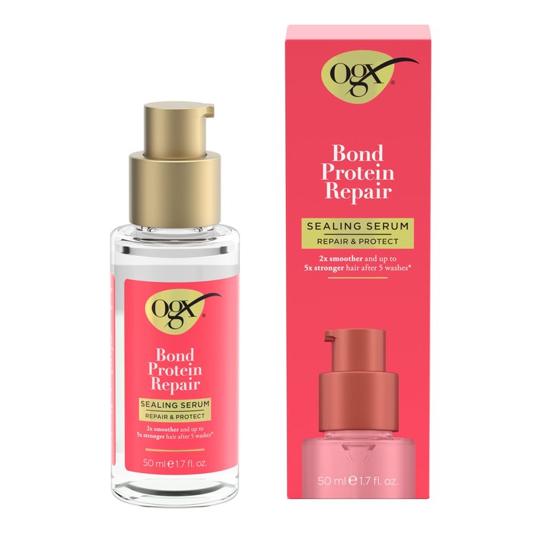 OGX Repair & Protect Bond Protein Repair Sealing Hair Serum, Formulated without Parabens, Frizz Treatment, 1.7 fl. oz
