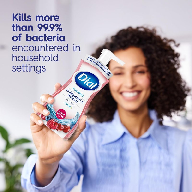 Dial Antibacterial Foaming Hand Wash - Power Berries, 7.5 Fl Oz | Pack of 6 for Effective Germ Protection