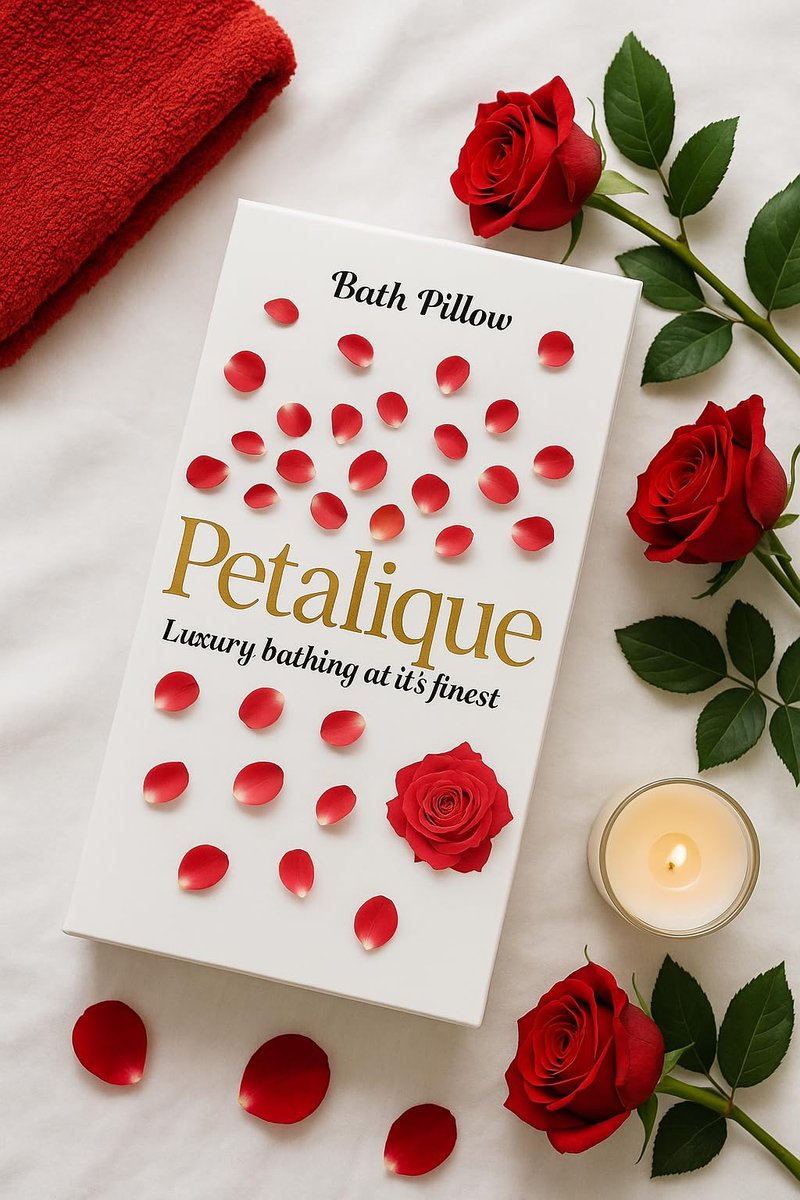 Petalique Luxury Bath & Hot Tub Pillow – Air Mesh Fabric, Quick-Dry with Hanging Loop, Head & Neck Support, Gift-Boxed Rose-Petal Design for Women, Mom, Wife, Girlfriend (Red Rose Petals)