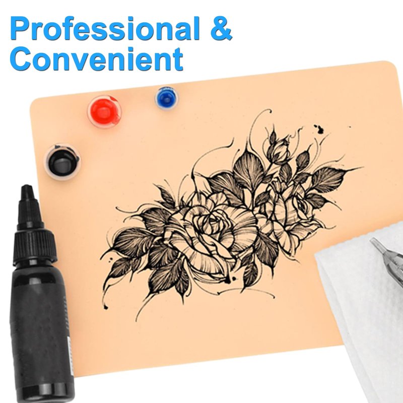 MIUXIA 18Pcs 3MM Tattoo Skin Practice Kit Includes 8Pcs Fake Skin and 10Pcs Tracing Paper Double Sided Thick Skin Tattoo Stencil Paper Supplies Kit