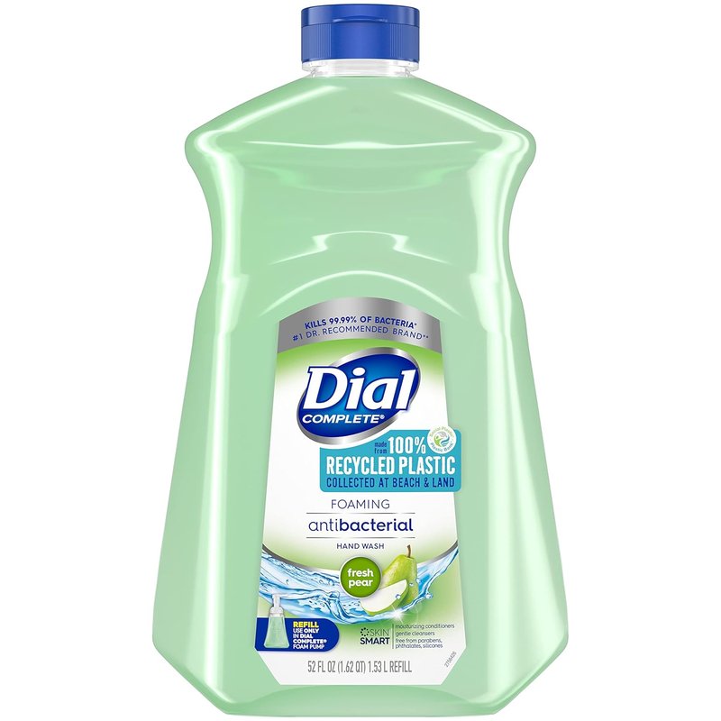 Dial Complete Antibacterial Foaming Hand Soap Refill - Spring Water & Fresh Pear, 52 fl oz | Gentle & Effective Cleanliness