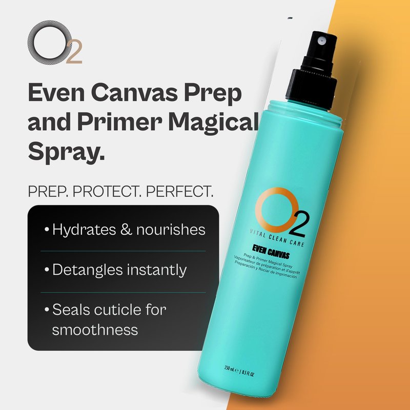 O2 Even Canvas Prep and Primer Magical Hair Spray - Weightless Multipurpose Leave-In Treatment for Hydration, Frizz Control, Detangling, and Heat Protection, 250 mL, 8.5 oz