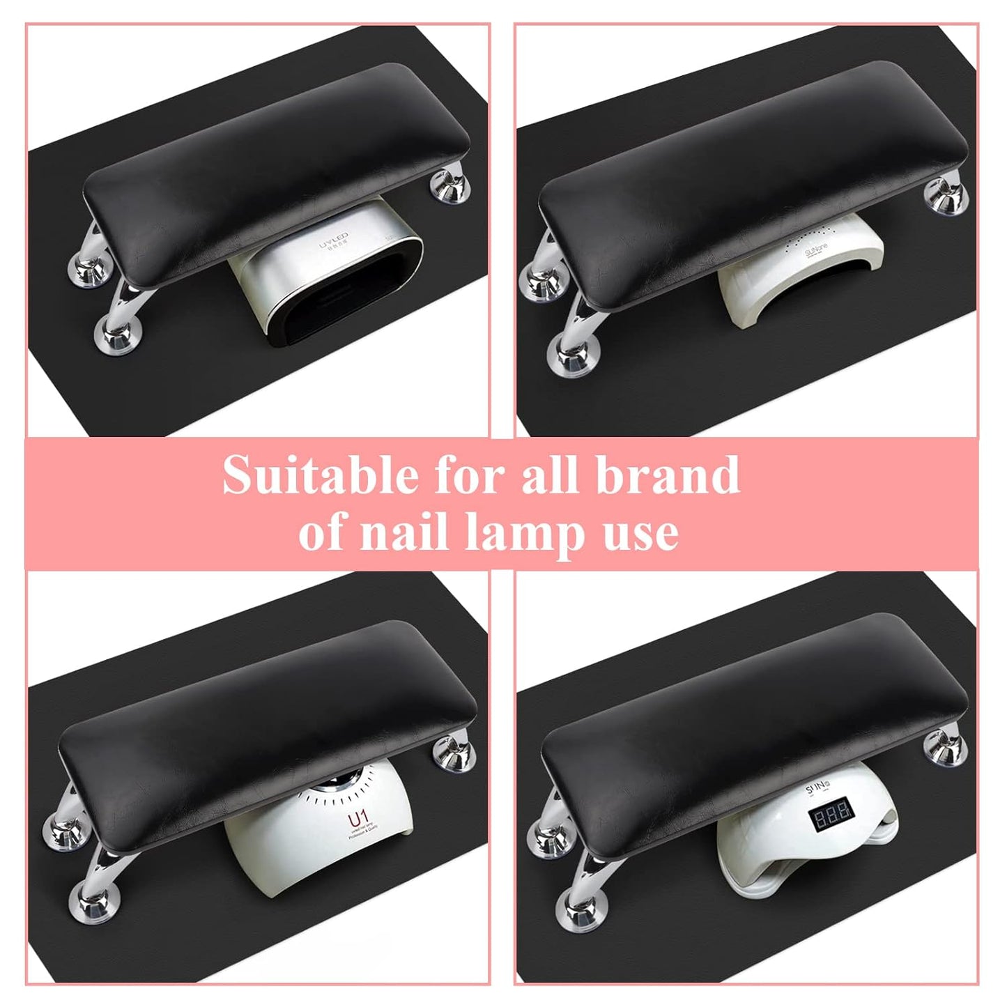 Skiennix Nail Arm Rest - Soft Microfiber Leather Cushion for Acrylic Nails | Black Hand Pillow & Table Mat