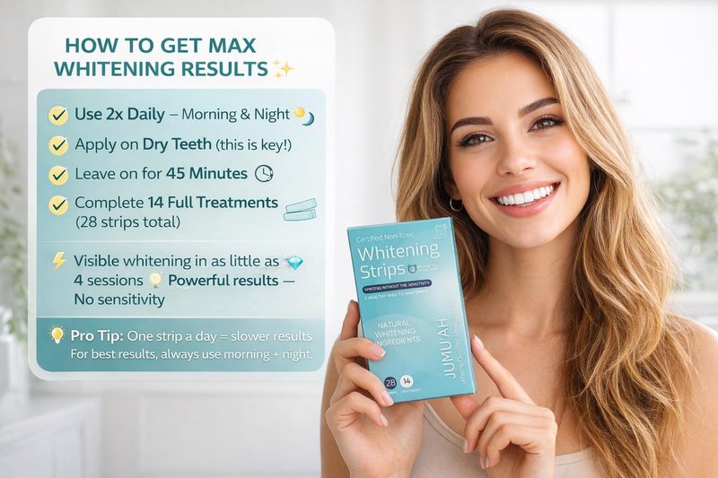 Jumu’ah Teeth Whitening Strips - 7 Treatments - 14 Strips - Enamel Safe - Certified Non-Toxic Teeth Whitening | Whitens Without Sensitivity, Coconut & Mint Flavor