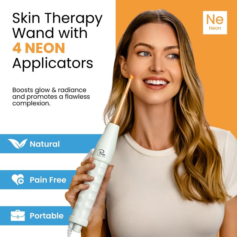 NuDerma Handheld Skin Therapy Wand - Anti-Aging, Skin Tightening & Wrinkle Reduction | Neon
