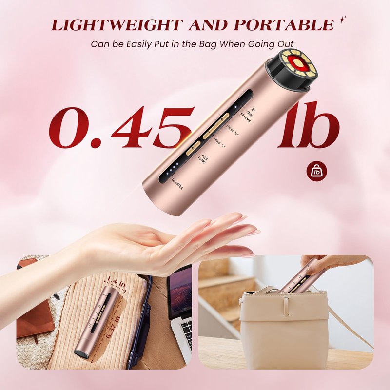 INTEO Microcurrent Facial Device, 3 Modes Red Light Therapy for Face and Neck, Skin Care Facial Massager Perfect Gifts for Women Men(Gold)
