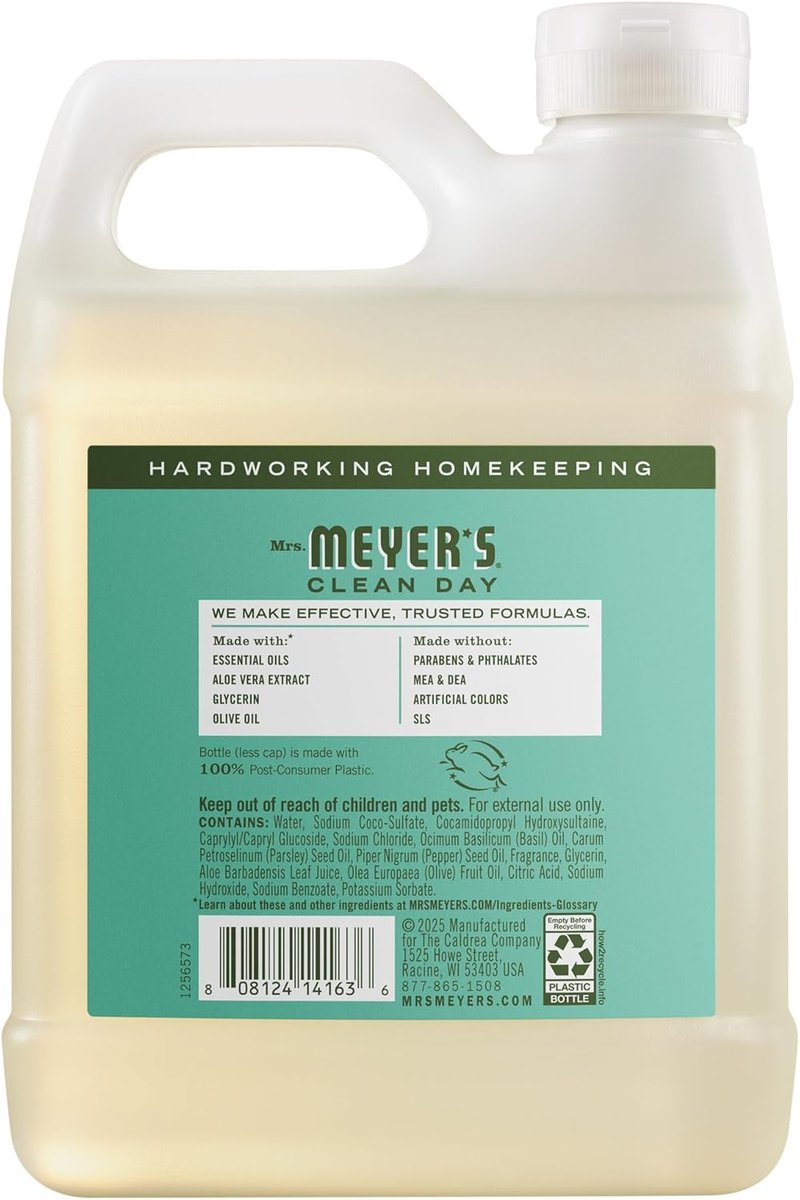 Mrs. Meyer's Hand Soap Refill - Basil Scented with Essential Oils | 33 fl. oz