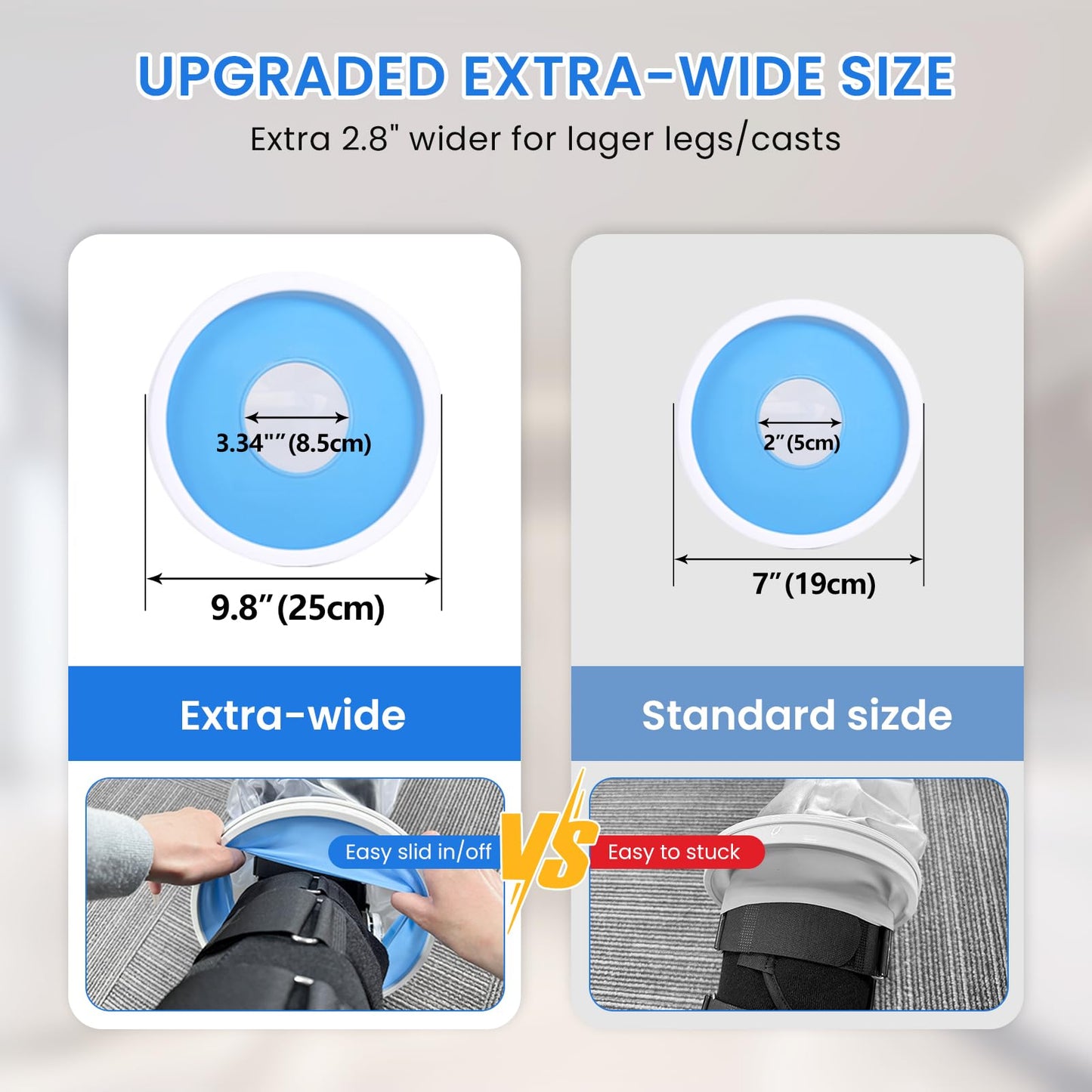 Waterproof Extra Wide Leg Cast Cover for Showering After Surgery with Non-Slip Bottom, Extra Large Waterproof Foot Protector Cover for Plus Size Adults, Lager Casts, Surgery Casts Boots, Reusable