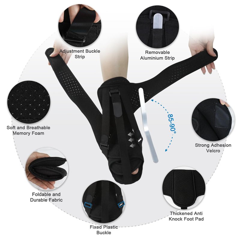 Plantar Fasciitis Night Splint and Brace, Upgraded Planters Facetious Relief, Foot Drop and Achilles Tendonitis Relief Brace, Night Splint for Plantar Fasciitis Women & Men, Black, Relief Day & Night