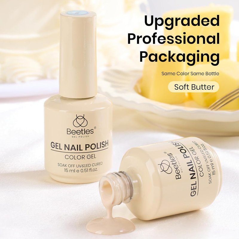 Beetles Yellow Gel Nail Polish - Soft Butter Yellow UV Soak Off | 15ML Long-Lasting Pastel Nail Art
