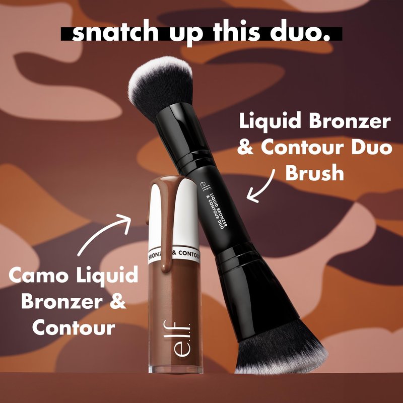 e.l.f. Camo Liquid Bronzer & Contour, Silky Pigmented Formula, Long-Lasting Glow for A Sun-Kissed, Sculpted Finish, Vegan & Cruelty-Free, 3 Light