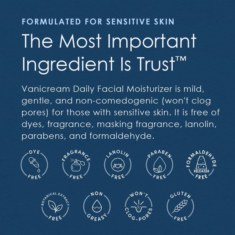 Vanicream Daily Facial Moisturizer With Ceramides and Hyaluronic Acid - Formulated Without Common Irritants for Those with Sensitive Skin, 3 fl oz (Pack of 2)
