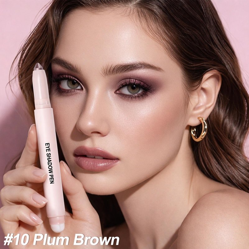 Erinde Plum Brown Eyeshadow Stick, Waterproof Shimmer Eye Shadow Sticks, Cream Eye Shadow Pencil Crayon, Buildable & Blendable Long-Lasting Eyeshadow for Women, Vegan & Cruelty-Free, B10