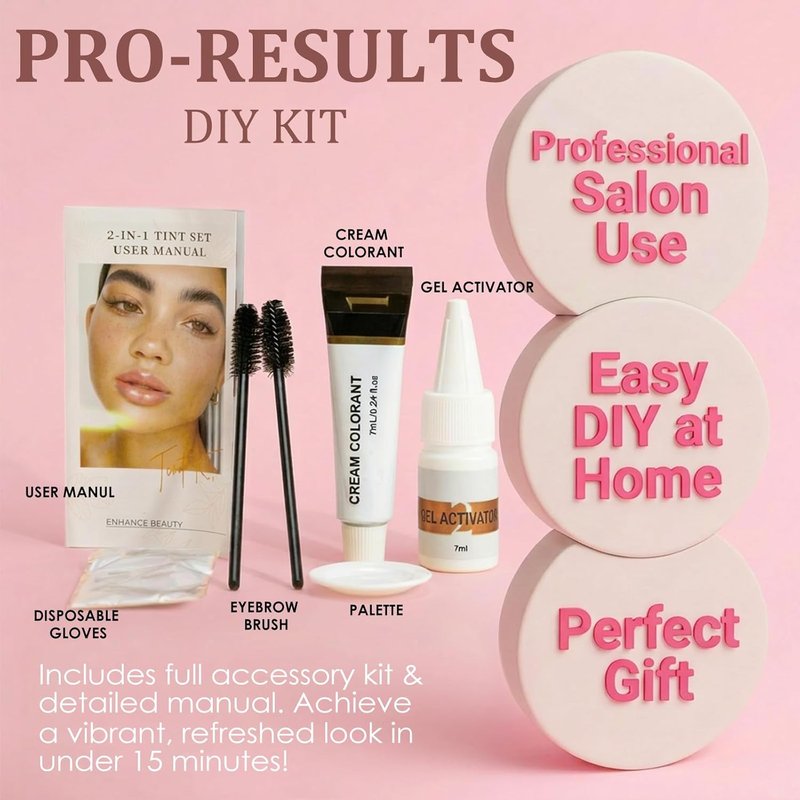 Natural Eyebrow & Eyelash Coloring Kit - Instant Salon Results, Easy DIY | 7ml Black