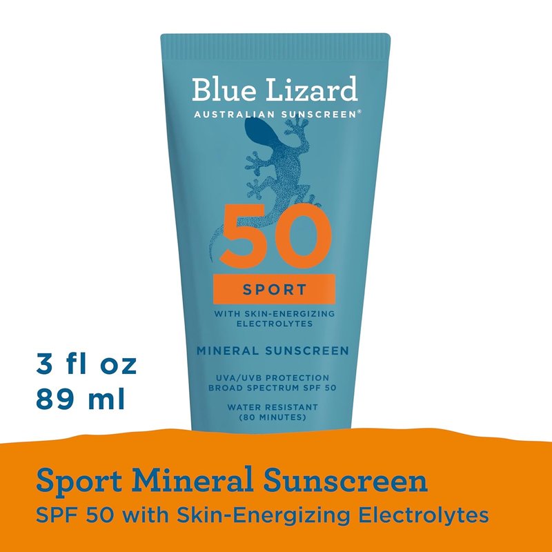 Blue Lizard Sport Mineral Sunscreen SPF 50 - Fragrance-Free, Vegan, 3.0 fl oz | Ideal for Athletes