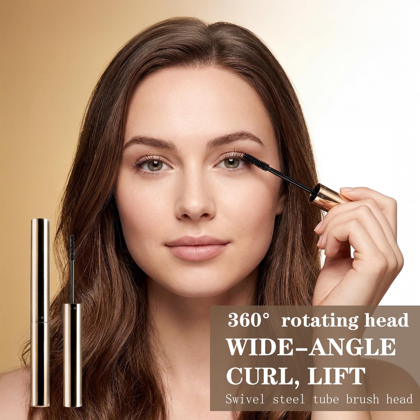 Ultra-Fine Lengthening Waterproof Quick-Dry Mascara, 2026 New 3D Volumizing Mascara, Fine Brush Tip Quick Drying Smudge Proof No Clumping (Black+Brown)