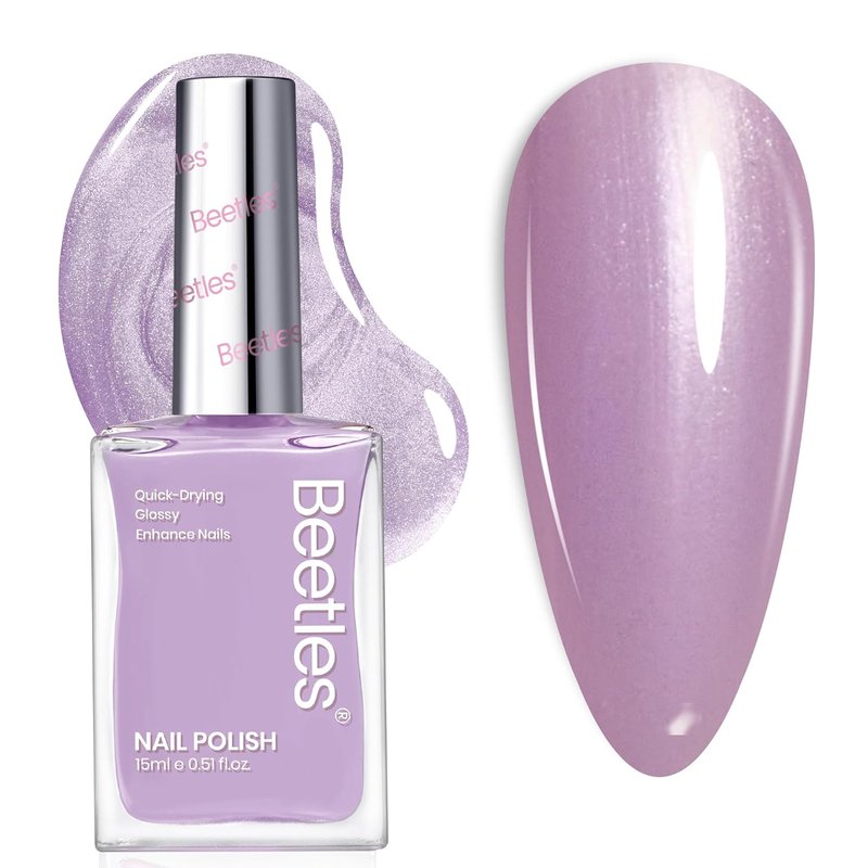 Beetles Purple Nail Polish - Clouded Violet 0.51 Fl Oz | Quick-Dry Pastel Glitter for Long-Lasting Spring Nails