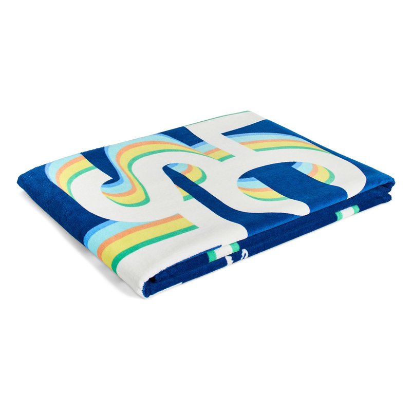 Lacoste 100% Cotton Large Beach Towel, Ultra-Absorbent & Fast-Drying, Machine Washable, LCST Playful Letters, 36" W x 72" L