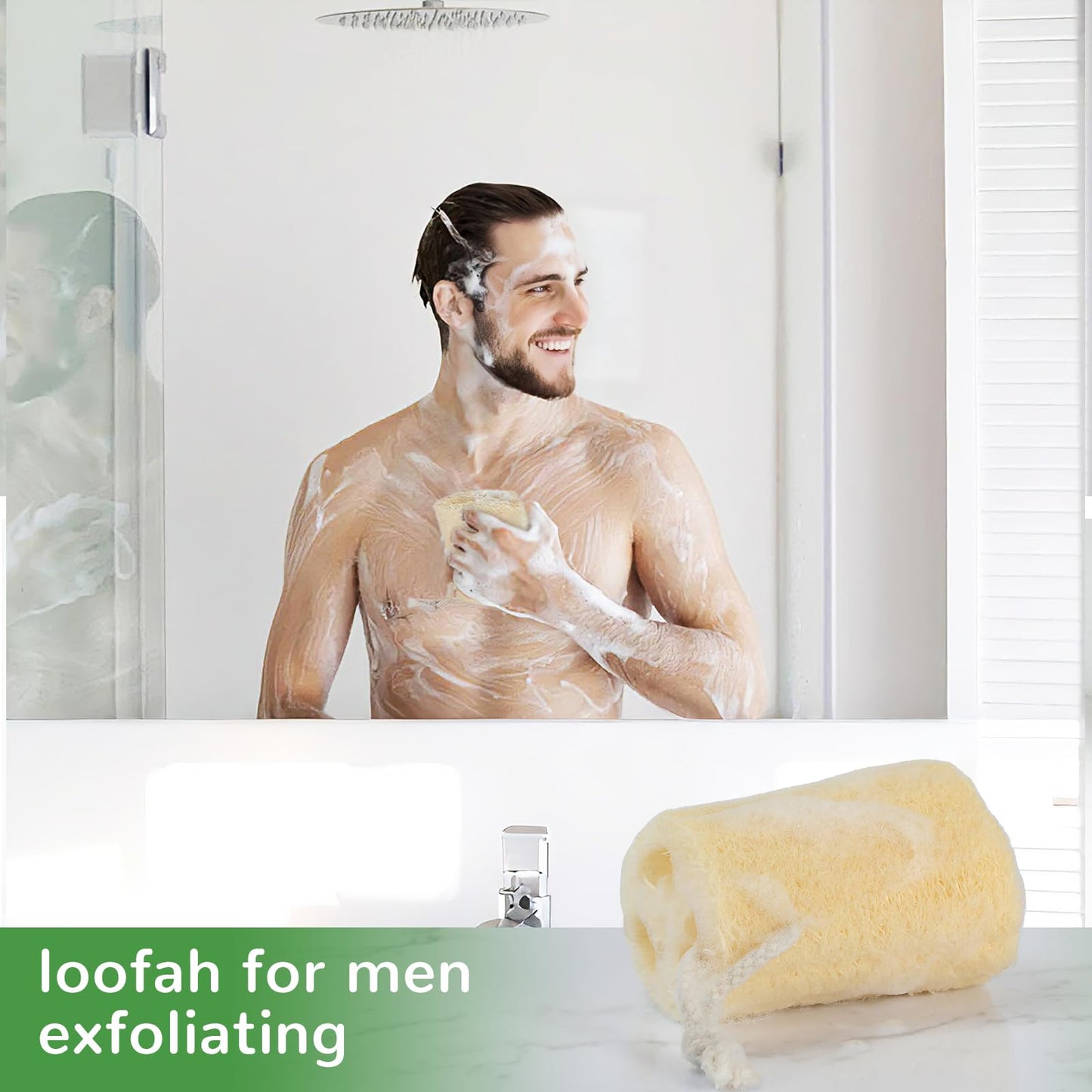 4-Pack Natural Loofah Sponges for Exfoliating Body Scrub, Plant-Based Bath Sponges for Men & Women, Eco-Friendly Back & Face Scrubber, Reusable Shower Loofah