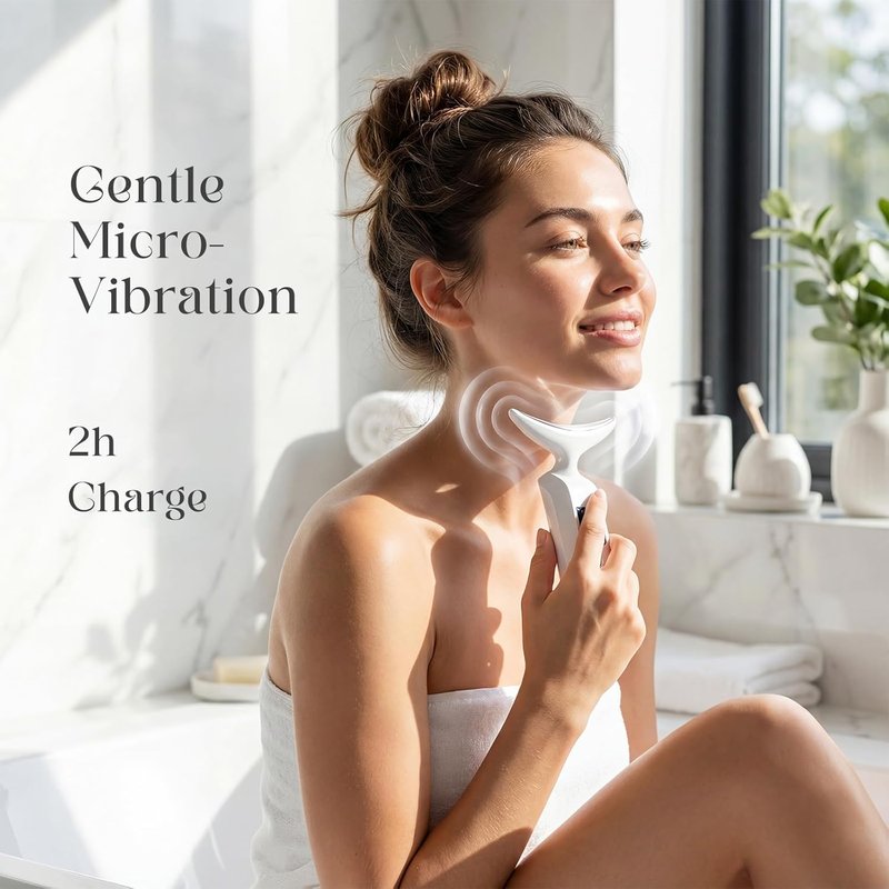 Skiennix Face Massager - 9-Color LED Facial Device for Neck Wrinkles & Skin Tightening - White