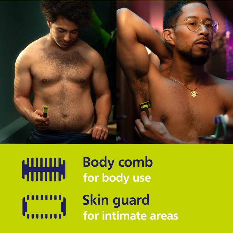 Philips Norelco OneBlade 360 with Connectivity Hybrid Face + Body, Electric Beard Trimmer, Shaver and Body Groomer Kit with 360 Blade Tech, 1x360 Blade, 5-in-1 Comb, Travel Case, Model QP4631/90