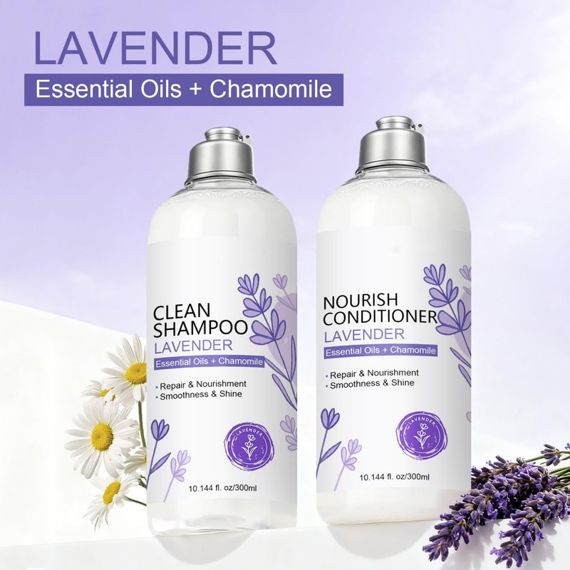 Lavender Shampoo and Conditioner Set, Lavender Essential Oil + Chamomile Hair Care Strengthen Nourish Damaged/Dry Hair, Strengthen & Prevent Hair Loss, Deep Hydration, Silky Shine for Women & Girls