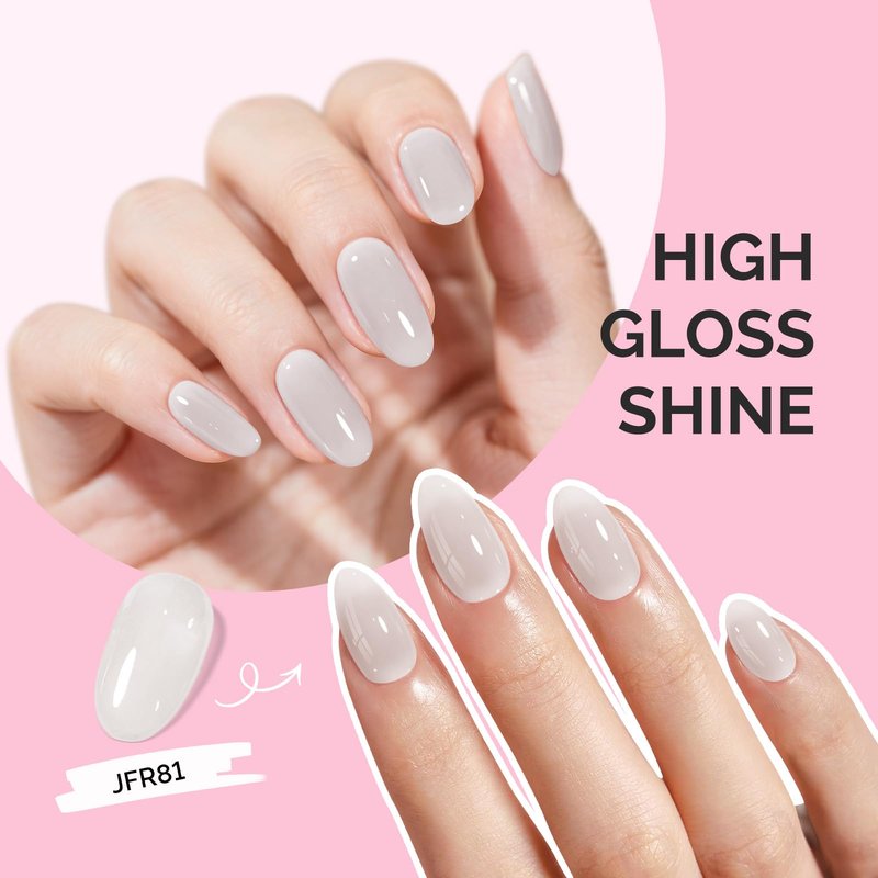 MelodySusie White Gel Nail Polish, 0.5Fl.oz Jeweliver Jelly Gel Polish Translucent Nude Natural Color Sheer Soak Off UV LED Light Cure Gift for Women Girls Nail Art Manicure DIY at Home JFR81