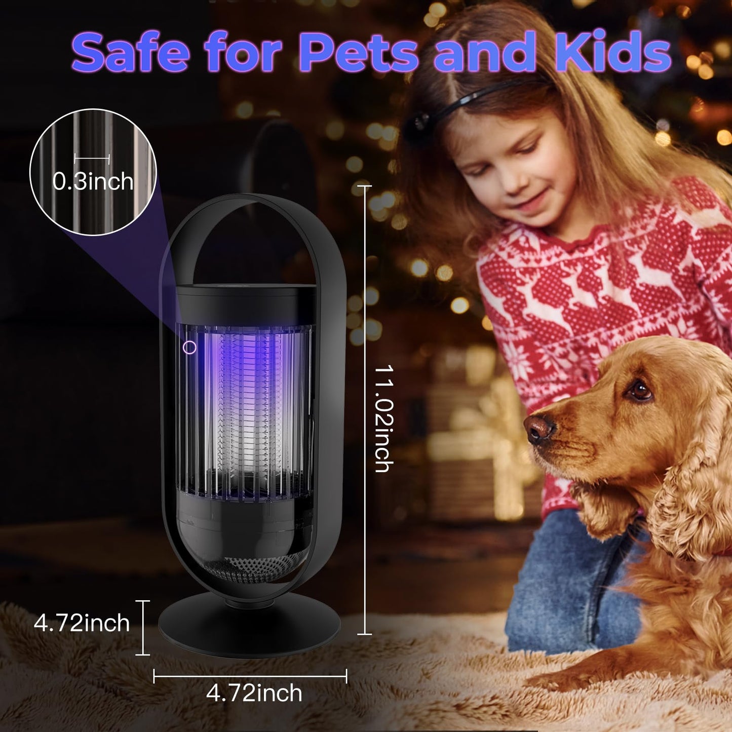 CASACASA Zapper Outdoor, Inhalation Mosquito Zapper Outdoor Indoor with LED Light, Mosquito Zapper Rechargeable Fly Killer, Flying Insects Zapper Outdoor Up to 1500V, ABS Plastic Outer (Black)