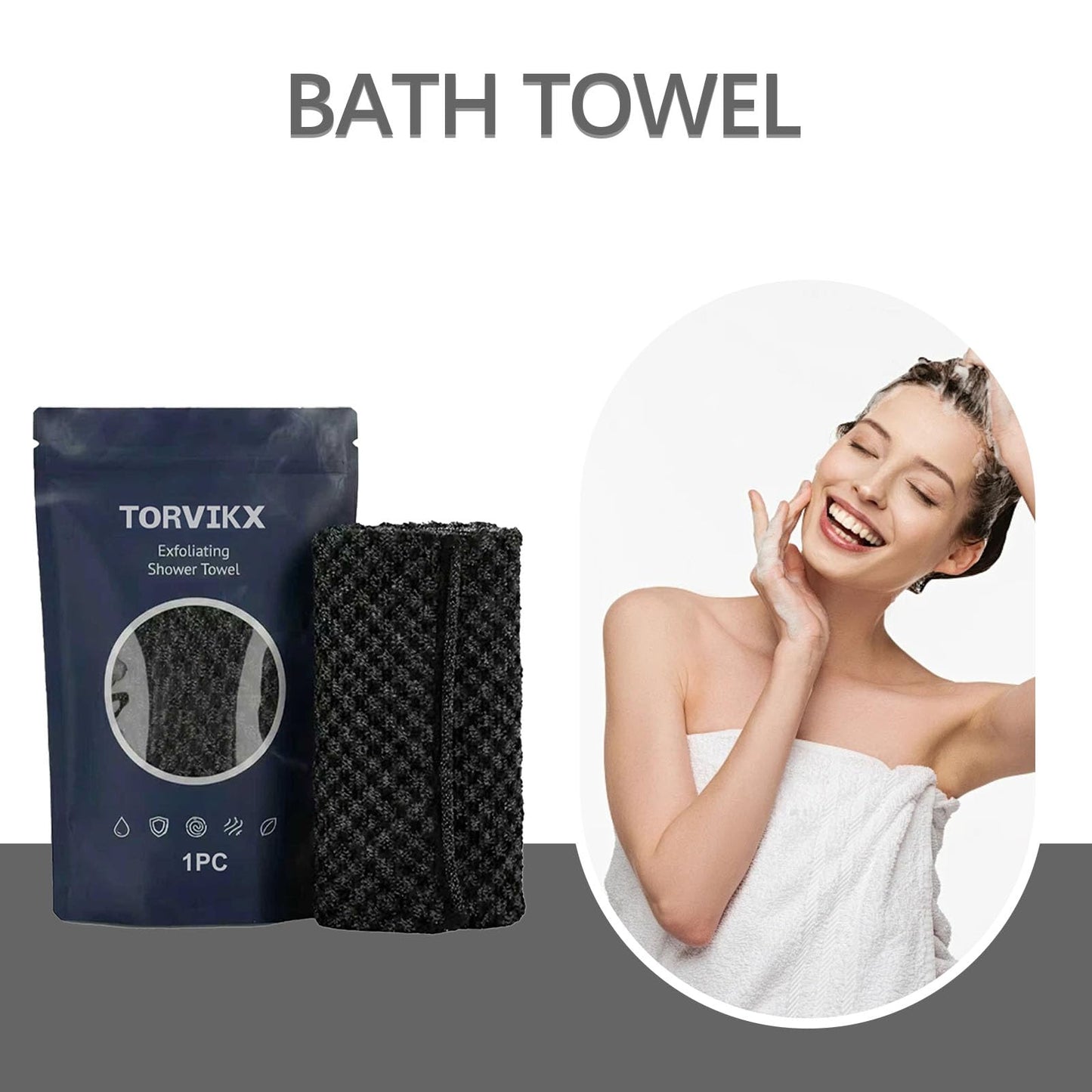 Exfoliating Shower Towel, Upgraded Scrub Wash Cloth for Body and Face, Exfoliating Washcloth for Men and Women