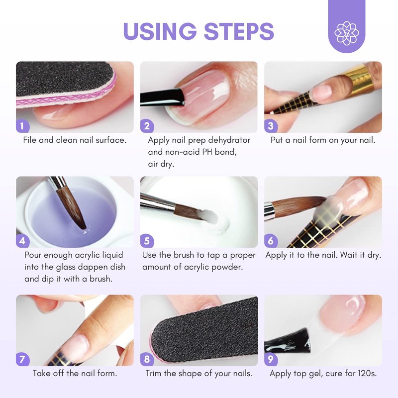 SAVILAND Monomer Acrylic Nail Liquid: 4 oz Acrylic Liquid Monomer with #12 Acrylic Nail Brush for Acrylic Powder Application, Non-Yellowing Acrylic Nail Monomer Liquid for DIY Home & Nail Salon Use