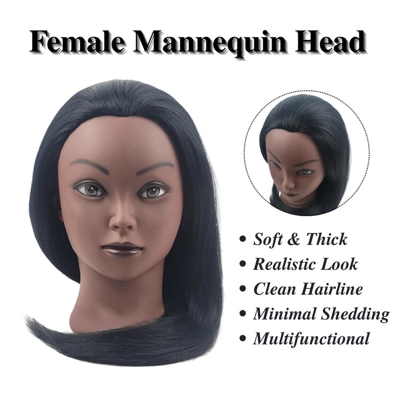 Mannequin Head with Hair for Braiding 16 Inch Practice Hair Mannequin Head for Hairstyling Traning Manikin Doll