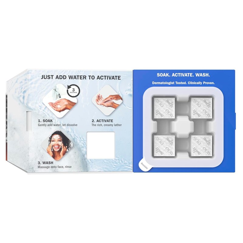 Olay Face Wash - Hyaluronic Acid Cleansing Melts | Fragrance-Free Daily Cleanser, 64ct (2 Pack x 32ct)