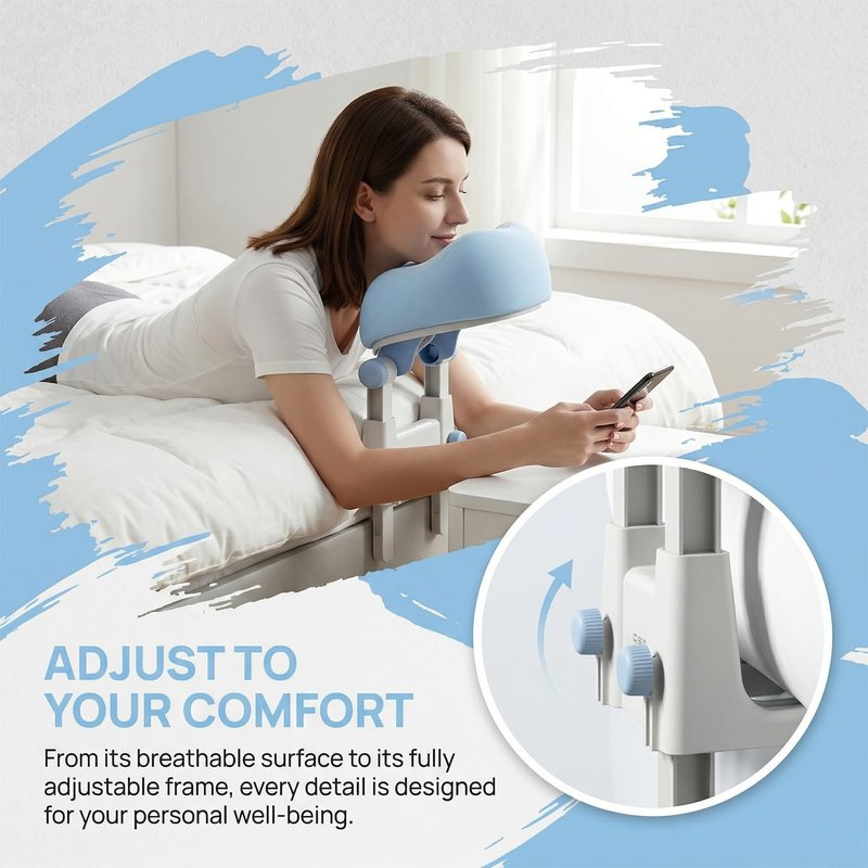 Adjustable Massage Headrest for Bed - Portable Face Cradle for Home & Spa | Ideal for Eye Surgery Recovery