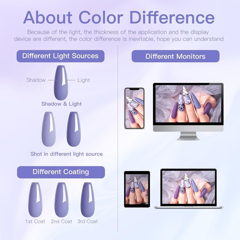 MTSSII Gel Nail Polish Set 12 Colors Blue Purple Gel Polish Kit Baby Blue Lavender Dark Purple Glitter Gel Nail Polish Aquamarine Mermaid Soak off Uv LED Gel Manicure DIY Nail Home