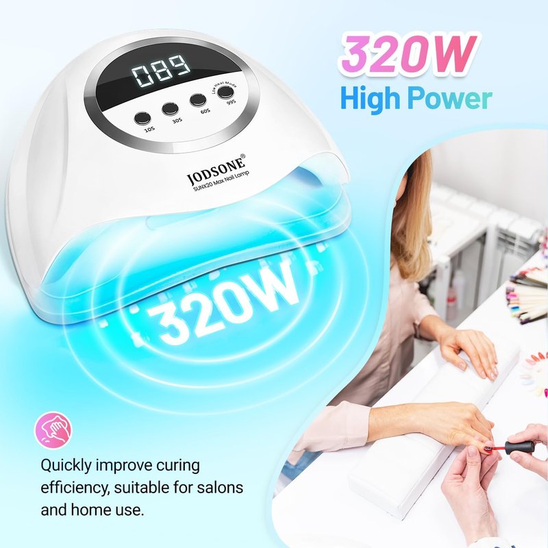 JODSONE UV LED Nail Lamp - 320W Gel Nail Dryer with 72 Light Beads & Automatic Sensor | 4 Timers