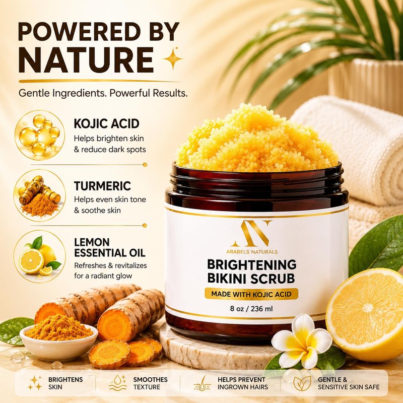 Bikini Area Exfoliator Exfoliating Body Scrub, Brightening Body Exfoliator Exfoliating Scrub, Bump Eraser KP Body Exfoliant Shower Scrub Ingrown Hair Treatment Razor Bump Treatment Body Scrubs 8 OZ