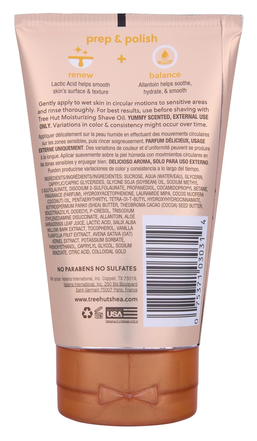 Tree Hut Vanilla Shave Prep Polish, Exfoliating & Smoothing Formula to Soften Skin and Prep for a Close, Comfortable, Hydrating Shave Care, 7 fl oz