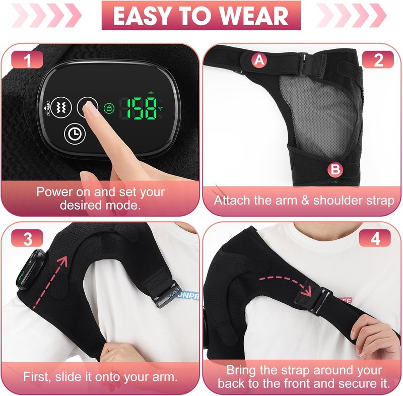 Skiennix Cordless Shoulder Heating Pad - Massage & Pain Relief Wrap for Deep Tissue Care