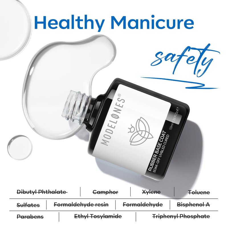 modelones Builder Rubber Gel Base Coat for Nails, Clear Rubber Base Gel Nail Polish for Strengthen/Apex Building/Enhance/Reinforced Long Lasting Fiber Protect Soak Off U V LED Gift for Thin Weak Nails