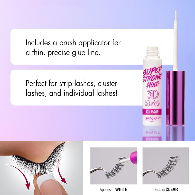 i-Envy by KISS 3D Strip Lash Glue - Super Strong Hold, Waterproof, Latex-Free & Odor-Free, Easy Application