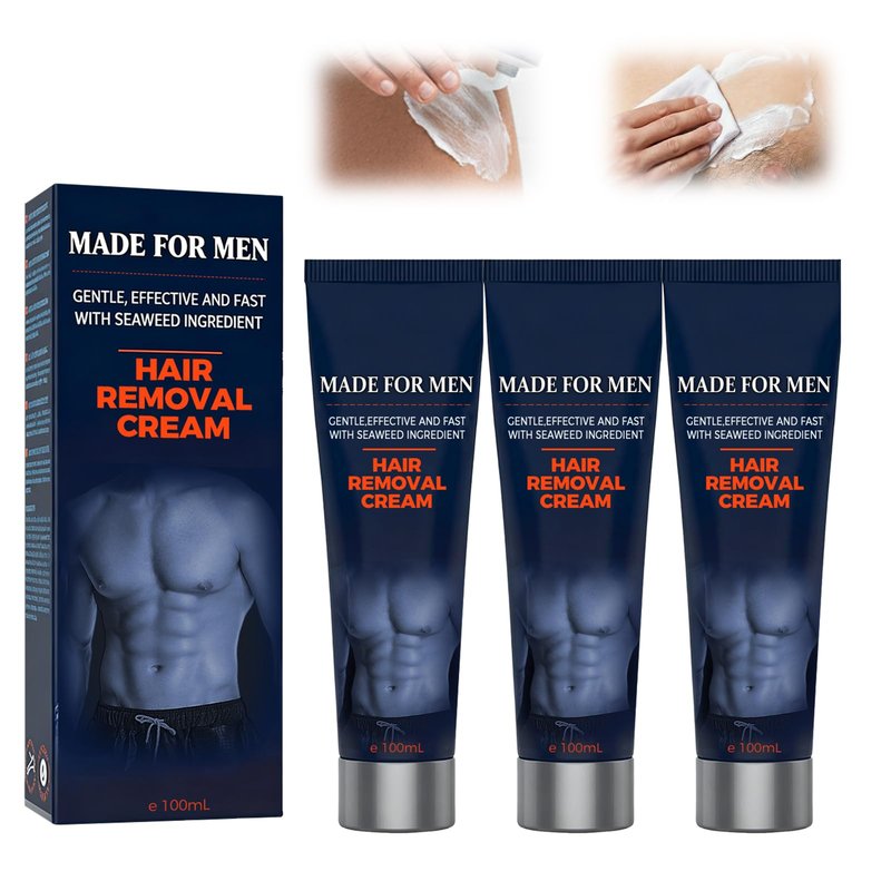 Fast-Acting Body Hair Removal Cream for Men, 2026 New Men’s Hair Removal Cream for Full Body and Intimate Areas, Moisturizing Soothing Painless Depilatory Cream for Male Grooming (3, One Size)
