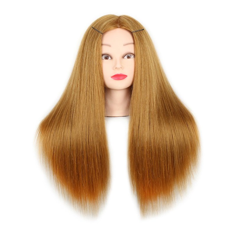 Mannequin Head with Human Hair 22-24 Inch Cosmetology Manikin Doll Head with 60% Blonde Real Hair for Hairstylists Cosmetology Students Practice Styling with Clamp Holder