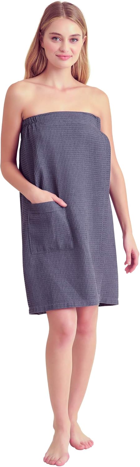 Skiennix Women's Bath Wrap - Comfortable Waffle Weaved Spa Wrap - Adjustable & Quick Dry - Soft & Lightweight