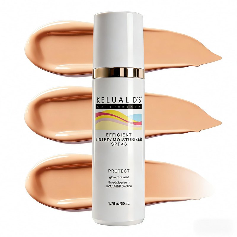 KELUAL DS Anti-Aging Tinted Face Moisturizer & Sheer Face Sunscreen SPF 46, Hydrating Skin Care & Sunscreen Moisturizer,1.7OZ/50ML