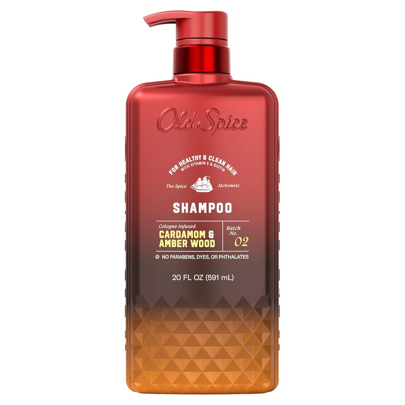 Old Spice Men's Shampoo - Cologne-Infused Cardamom & Amber Wood Scent | Paraben & Phthalate Free, 20 fl oz