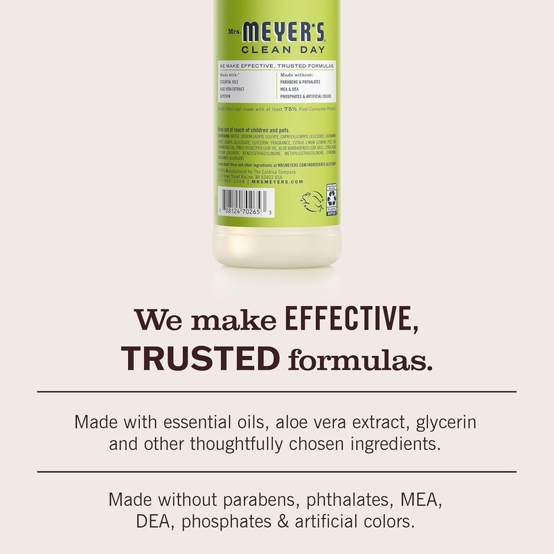 MRS. MEYER'S CLEAN DAY Liquid Dish Soap, Lemon Verbena, 16 fl. oz - Pack of 3